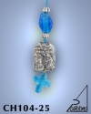 SILVER PLATED GOOD LUCK HANGING CHARM WITH ICON. SMALL SIZE WITH GLASS CROSS. THE ANNUNCIATION