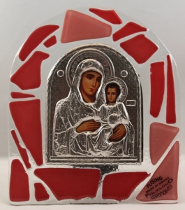 Fused Glass Icon - Red (Available in various saints)