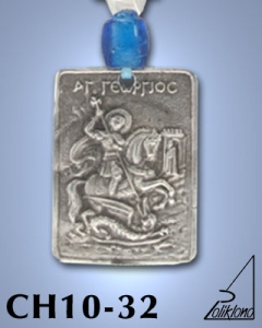 SILVER PLATED HANGING CHARM WITH ICON. ST. GEORGE