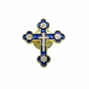 Gold Plated Orthodox Cross Lapel Pin with Enamel (Blue or Red)