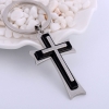 Silver Plated and Black Cross Key Chain