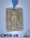 SILVER PLATED GOOD LUCK HANGING CHARM WITH ICON. ST. MARINA 