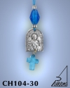 SILVER PLATED GOOD LUCK HANGING CHARM WITH ICON. SMALL SIZE WITH GLASS CROSS. ARCHANGEL MICHAEL