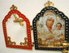24K Gold Plated Diptych of Panagia of Jerusalem and Hanging Cross