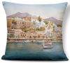 Greek Island Seascape Pillow