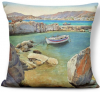 Boat Anchored by the Rocks Pillow