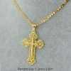 18 Karat Gold Plated Byzantine Style Cross with Chain (Available in two lengths)