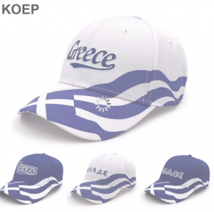 Greece Baseball Cap. Available in white and blue in Greek or English