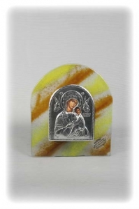 Bi-Colored Fused Glass Icon - Yellow/Brown (Available in various saints)