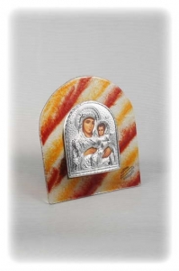 Bi-Colored Fused Glass Icon - Red/Orange (Available in various saints)