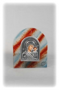 Bi-Colored Fused Glass Icon - Blue/Red (Available in various saints)